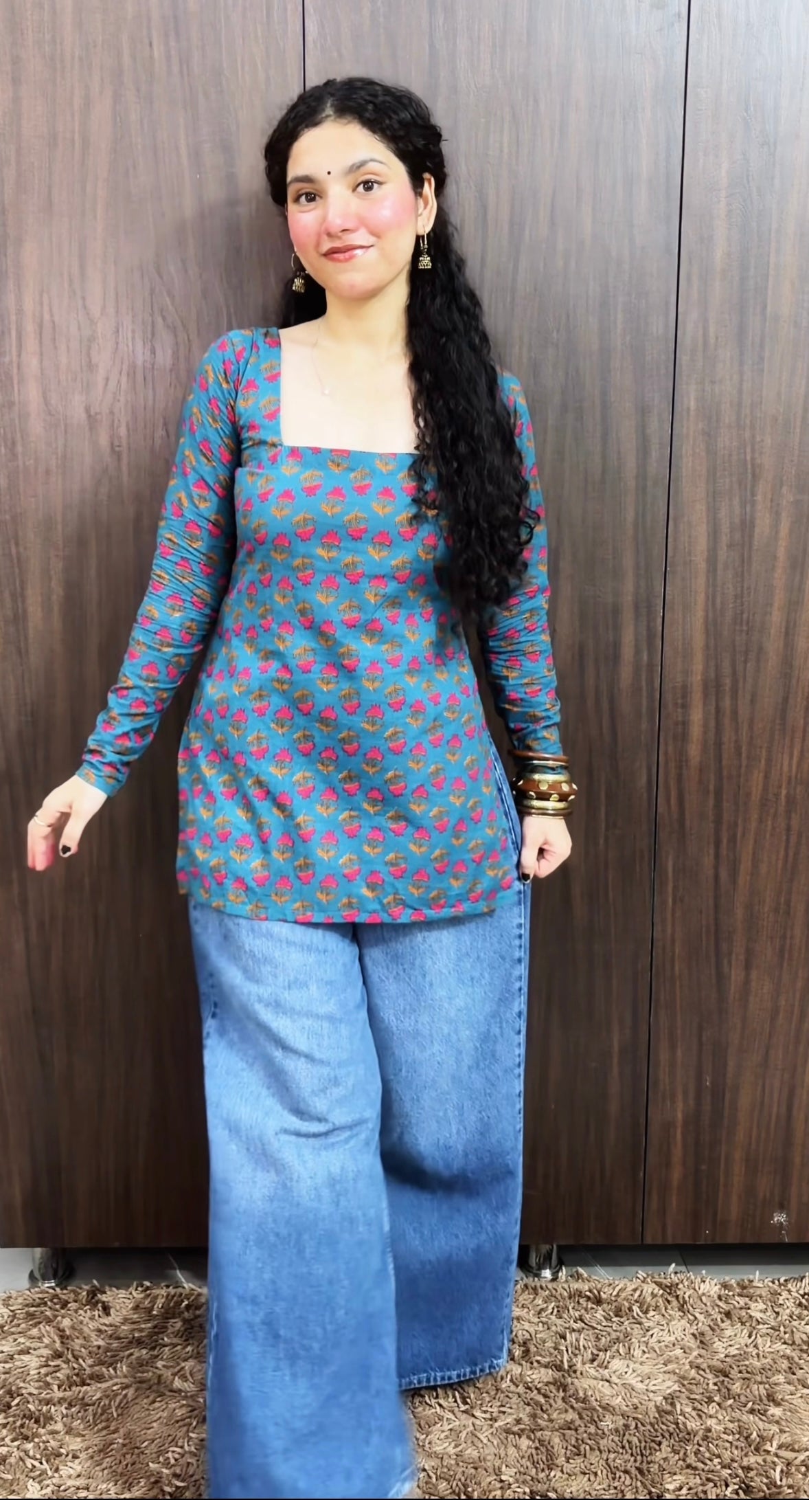 Ocean blue kurti with corset back