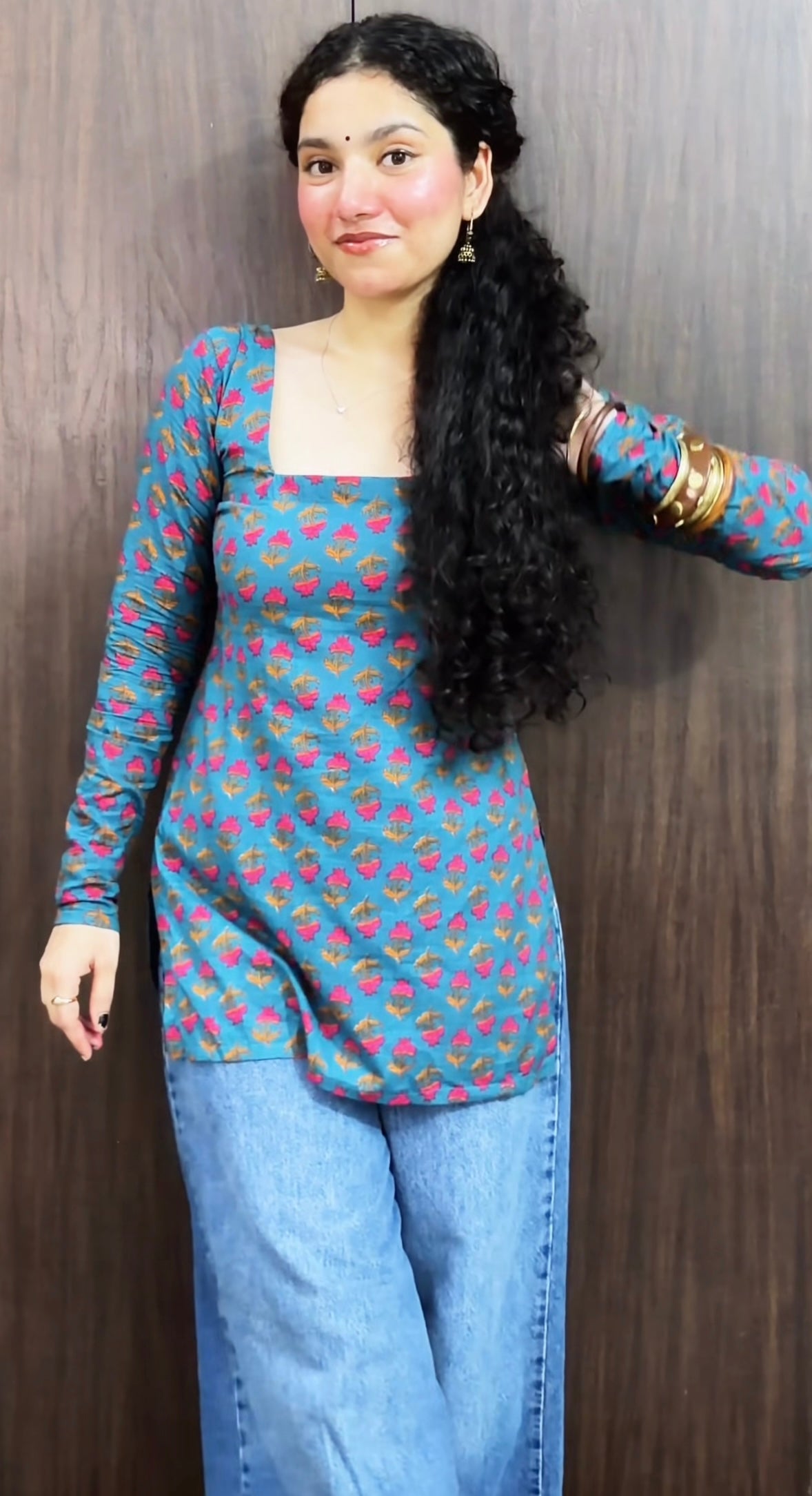 Ocean blue kurti with corset back