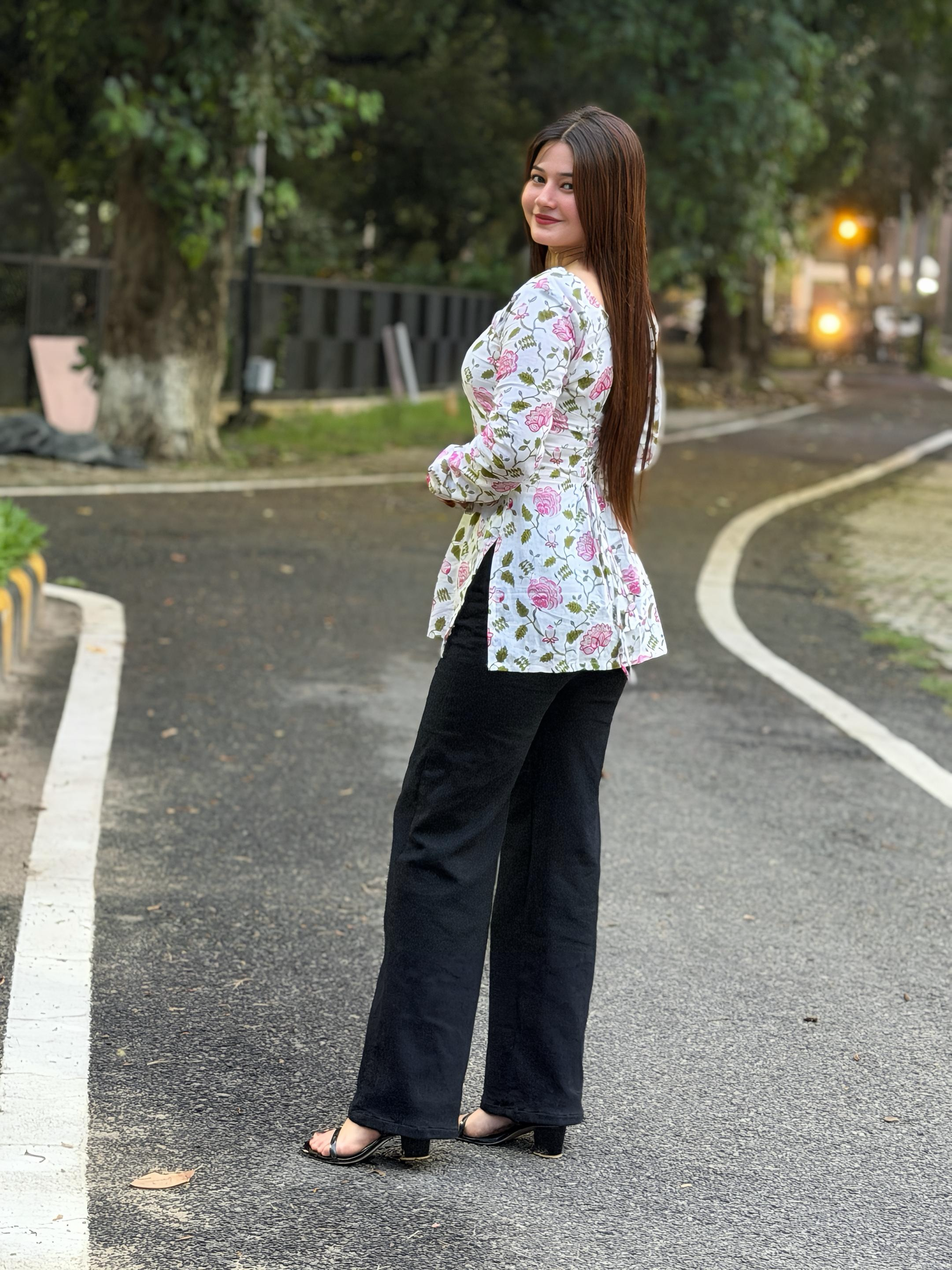 White floral kurti