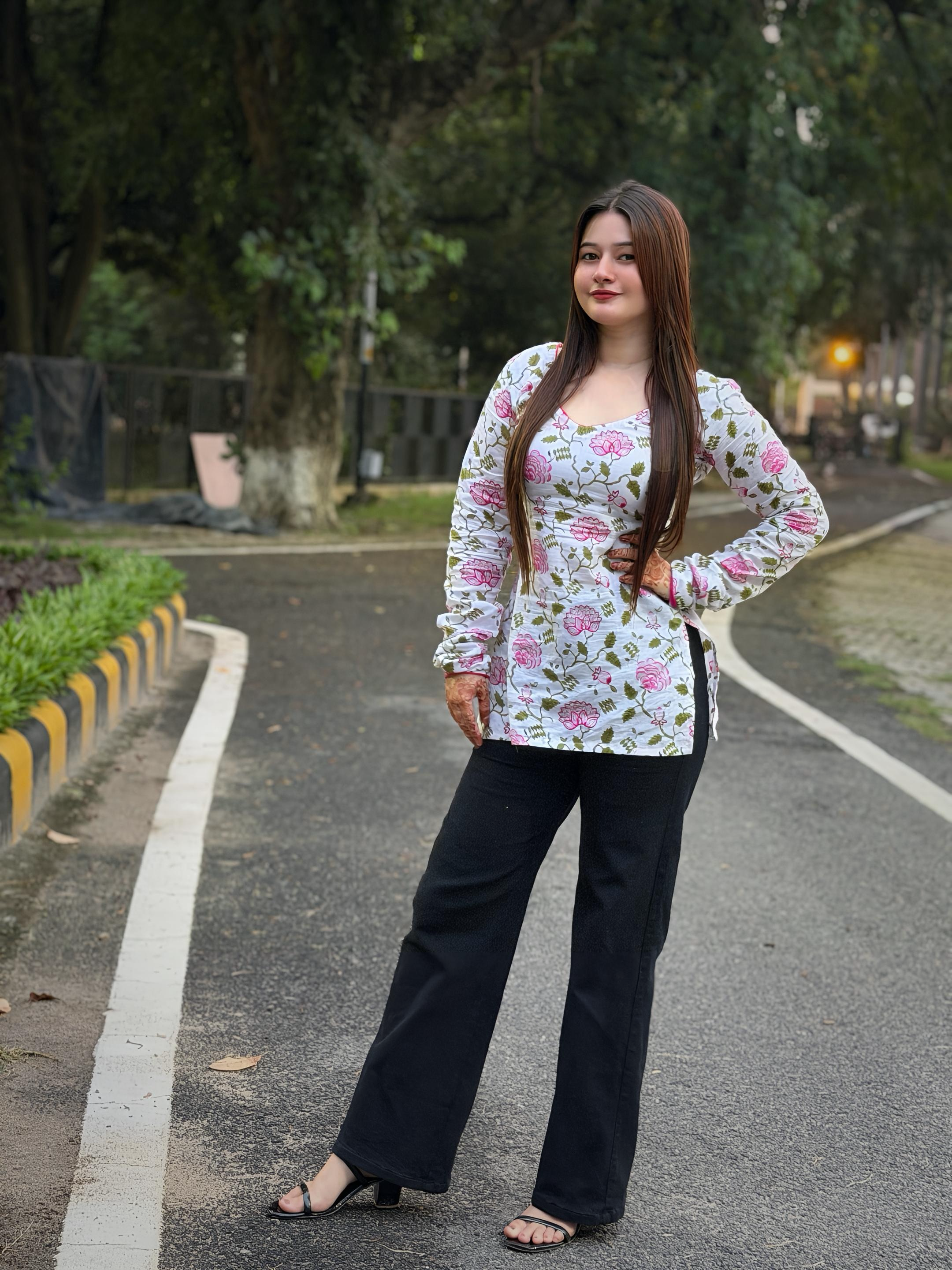 White floral kurti