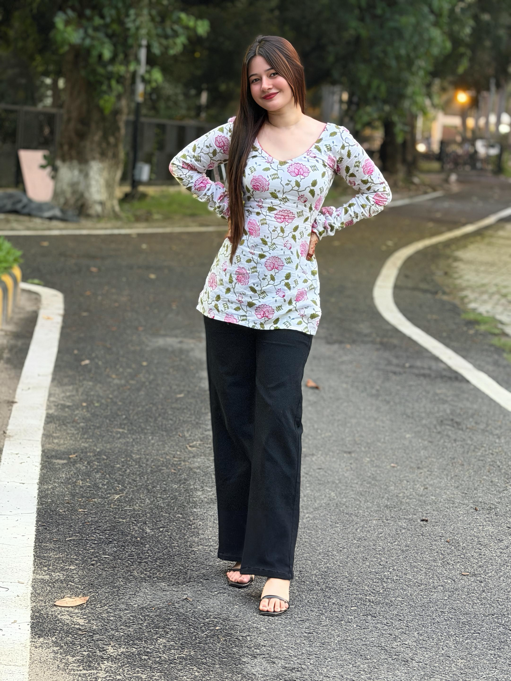 White floral kurti