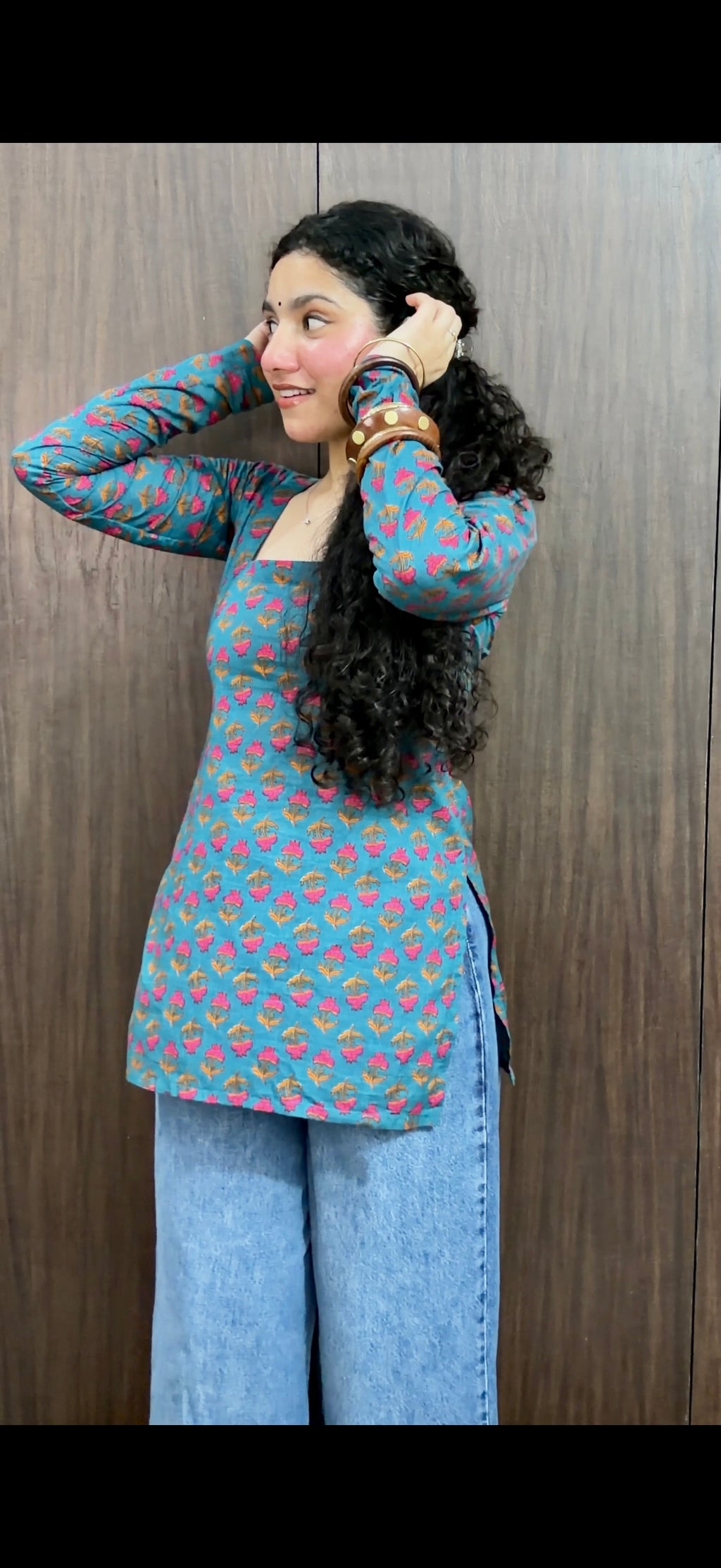 Ocean blue kurti with corset back