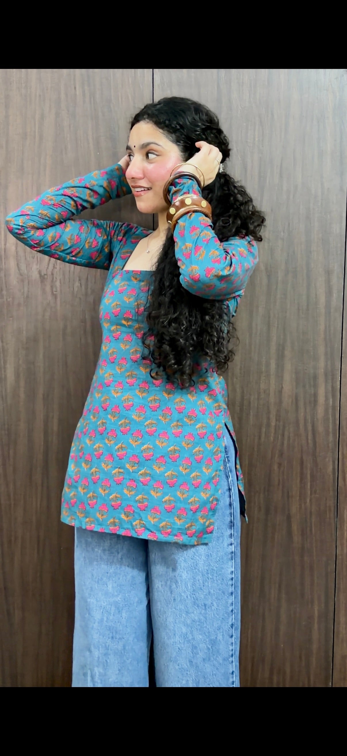 Ocean blue kurti with corset back