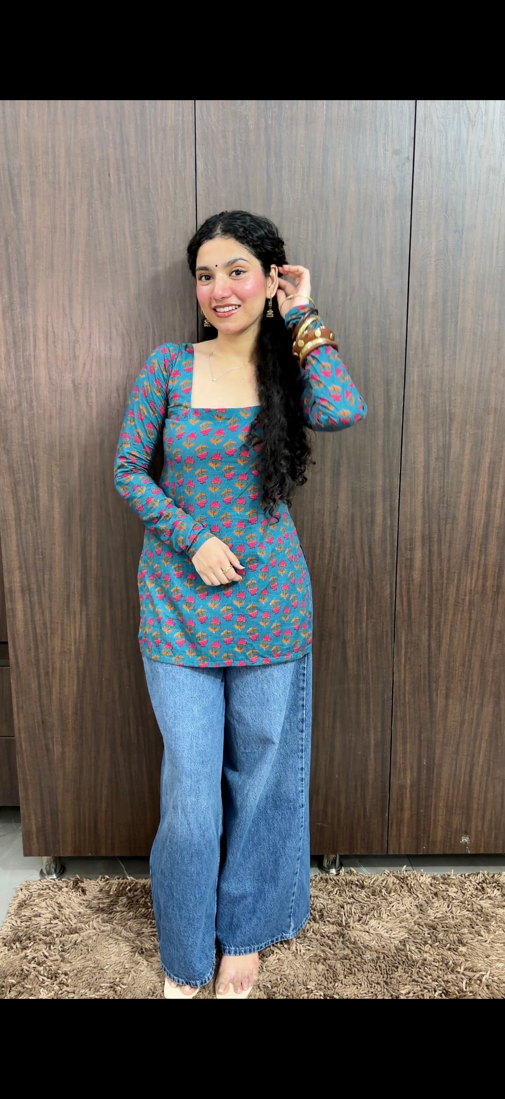 Ocean blue kurti with corset back