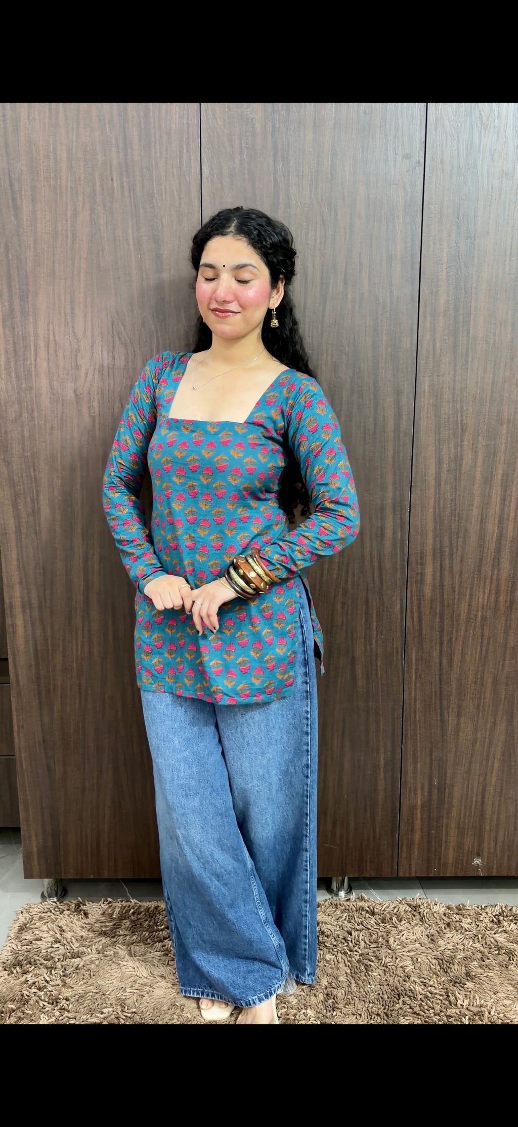 Ocean blue kurti with corset back
