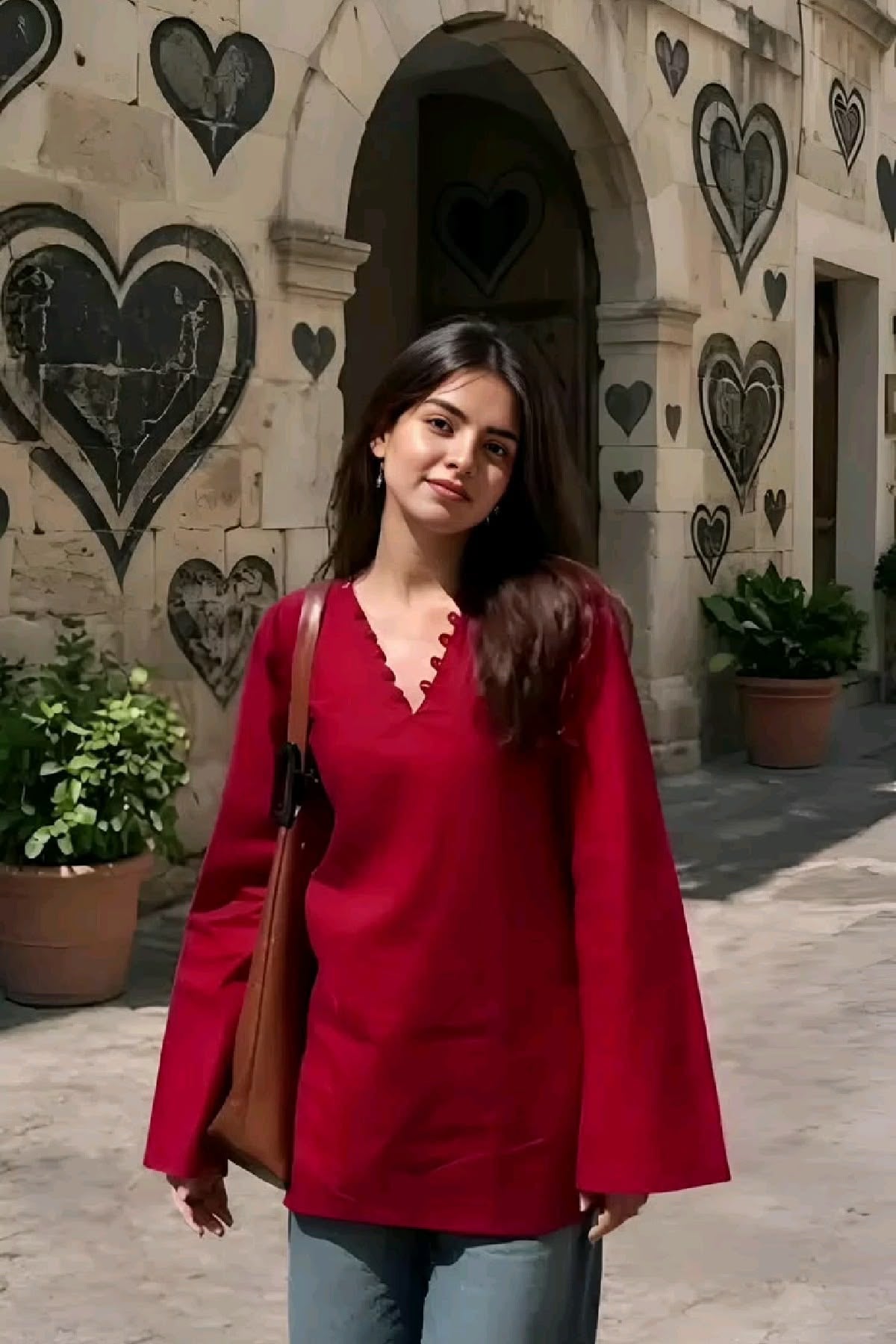 Maroon bell sleeves kurti❤️🪷