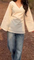 White bell sleeves kurti with corset back