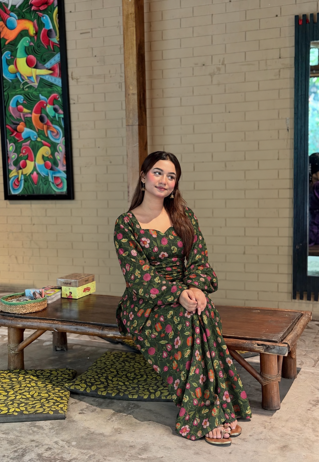 The bottle green floral Farsi set