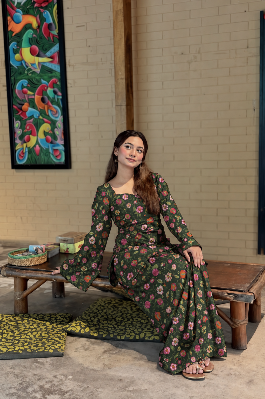 The bottle green floral Farsi set