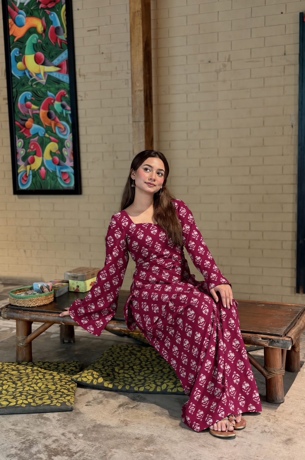 Wine-magneta floral farsi set