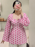 Double side knot pink white kurti