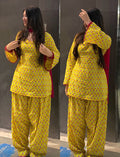 Yellow dotted farsi set with corset back